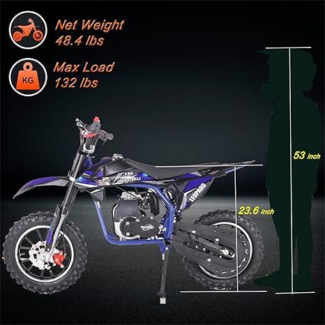 X-PRO Leopard 40 Mini Dirt Bike, Gas Power 4 Stroke Pit Bike! Easy Pull Start, 10" Wheels!