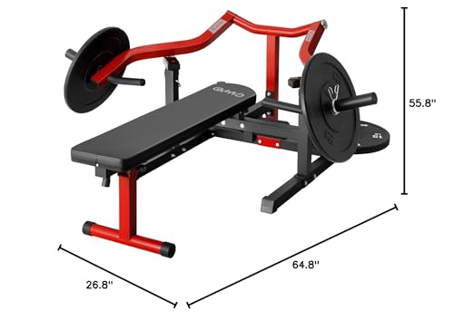 GMWD Chest Press Machine, 1050LBS Bench Press Machine with Independent Converging Arms, Adjustable Flat Incline Bench for Chest, AB Workouts