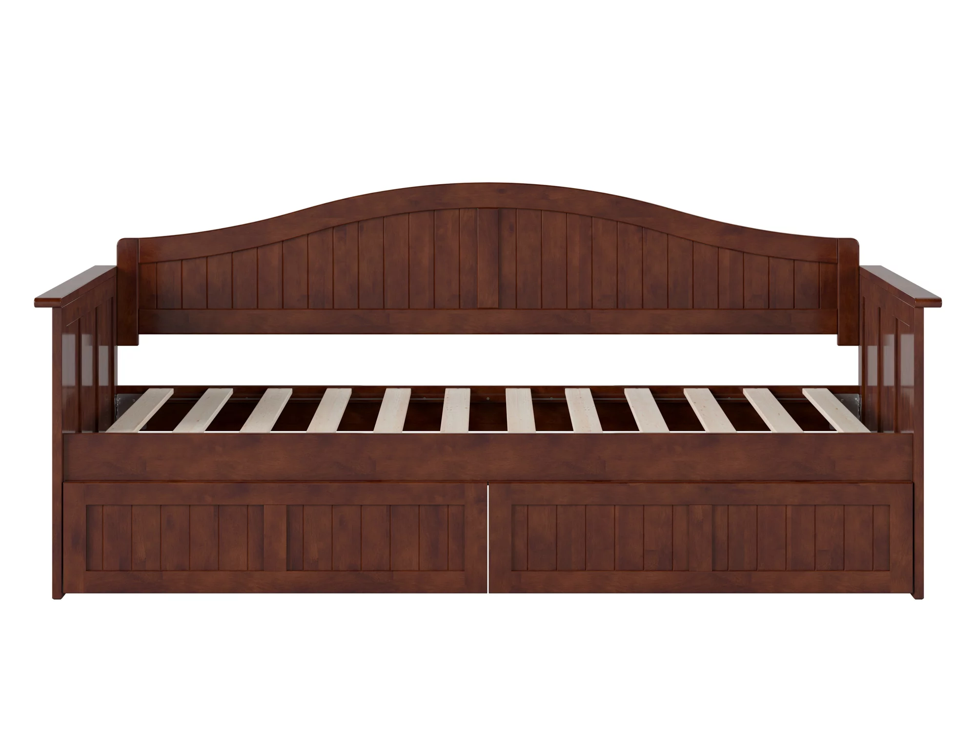 AFI Nantucket Wood Twin Size Daybed Frame with 2 Storage Drawers Walnut