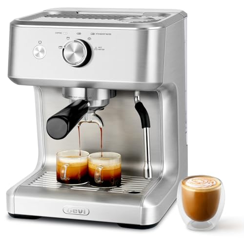 Gevi EzBru 1000 Commercial Espresso Machine, Barista Espresso Maker with Adjustable Temperature and Shot Volume, 2.2L Large Tank