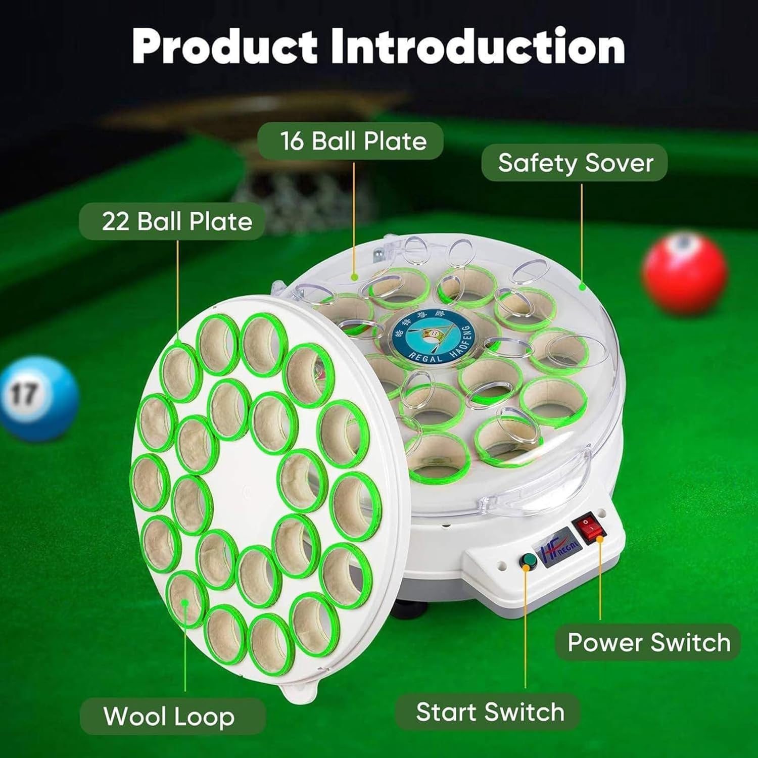Pool Ball Cleaner, Automatic Billiard Cleaning Polishing Machine with LED Touch Display, No Jump Ball and Run Smoothly, 2 Min Fast Polishing