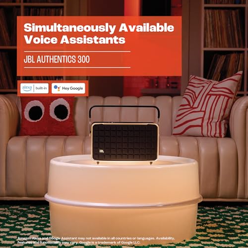 JBL Authentics 200 - Retro Style Smart Home Speaker with Built in Wi-Fi, Bluetooth and Voice Assistants, Alexa and Google Assistant
