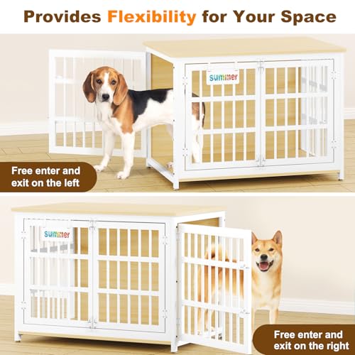 EasyCom 48"/42"/33" Dog Crate Furniture with Name Tag, Heavy Duty Dog Kennel Indoor for Large Dogs