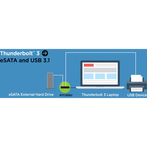 Iogear GTC3DEU Thunderbolt 3 to eSATA and USB Adapter