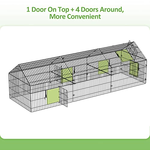INJOPEXI Metal Chicken Coop 130"×40"×39" Chicken Runs for Yard with Cover Chicken Playpen Enclosure Chicken Pen Kennel Duck Coop Cage for Outdoor