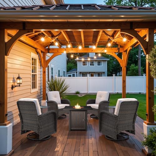 Patio Wicker Chairs Swivel Rocker - Outdoor Swivel Rocking Chairs Set of 2 with Rattan Side Table