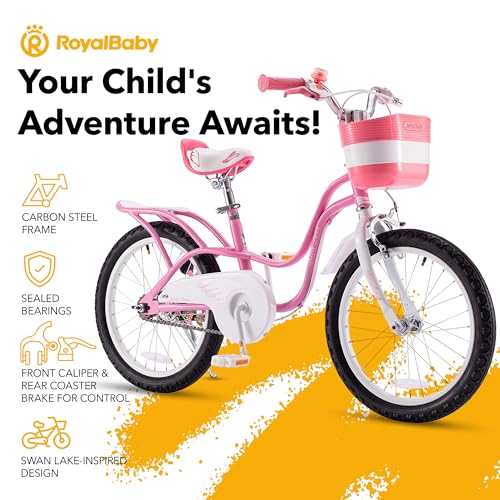 Royalbaby Princess Girls Kids Bike 12 14 16 18 20 Inch Children Bicycle with Basket for Age 3-12 Years