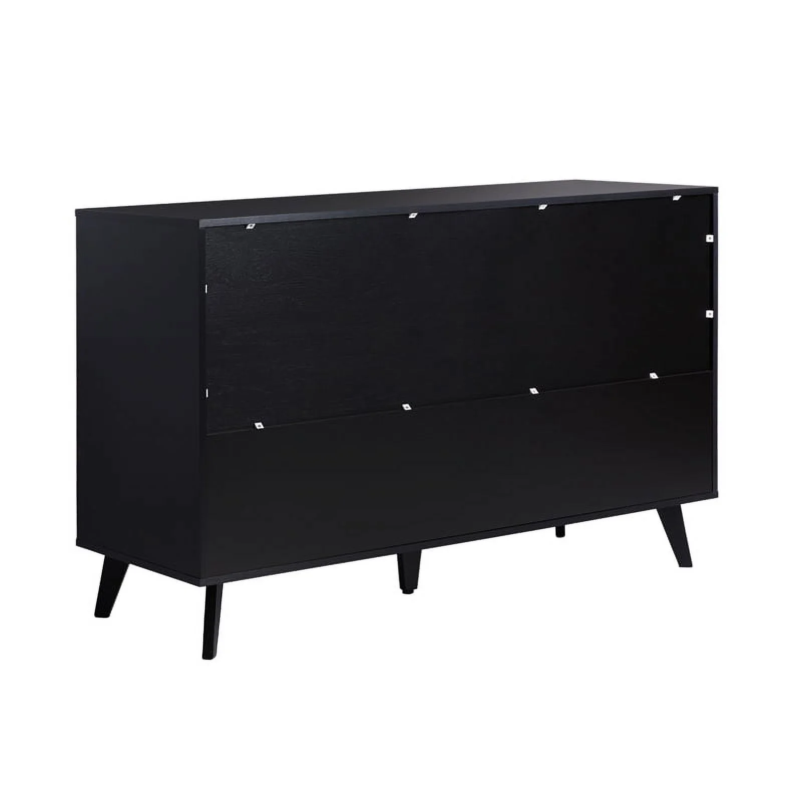 Pemberly Row Simple Wood 6 Drawer Dresser with Cut Out Handles - Black