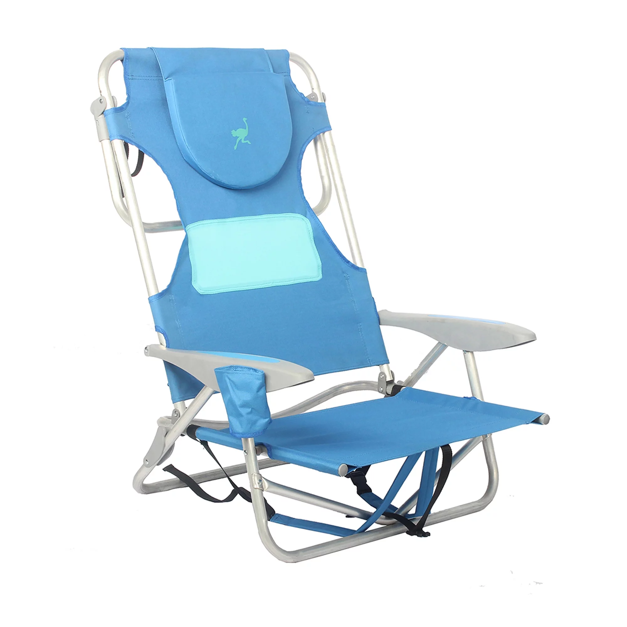 Ostrich On Your Back Chair & Ladies Comfort On Your Back Beach Chair, Blue