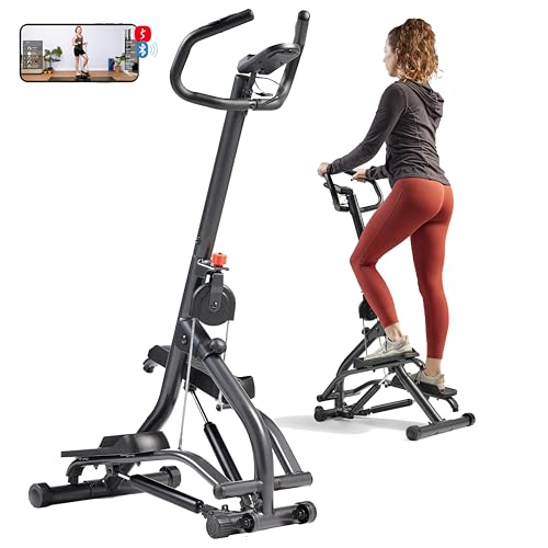 Sunny Health & Fitness Stair Stepper w/Handlebar, Extended Step Range Climber Machine for Legs, Core and Glute Workouts