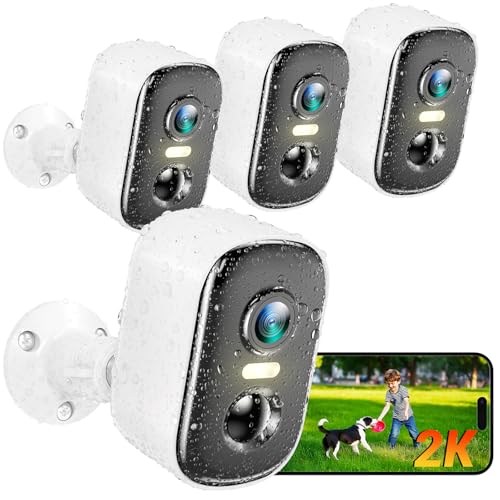 Outdoor Security Camera Wireless, 2K Battery Powered WiFi Cameras for Home Security with AI Motion Detection, Color Night Vision, Siren Alarm