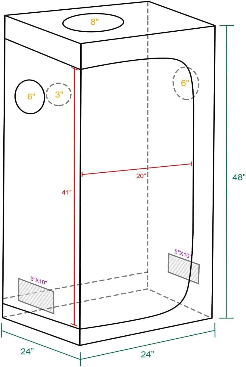 MARS HYDRO TS600 LED Grow Light with 2x2x4 Grow Tent, 24"x24"x48" for Indoor Plant Growing