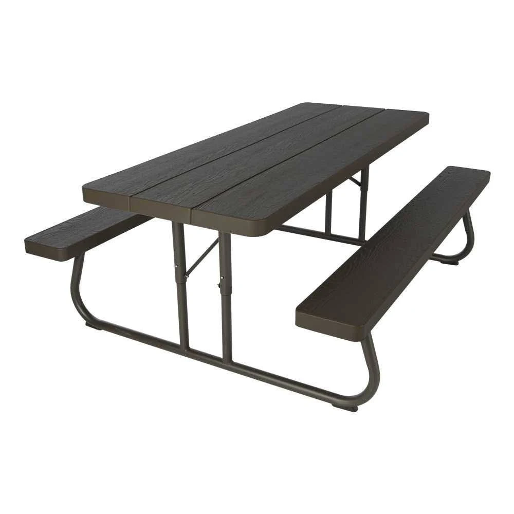 Lifetime Folding Picnic Table 60105 6-Foot Dark Brown Faux Wood