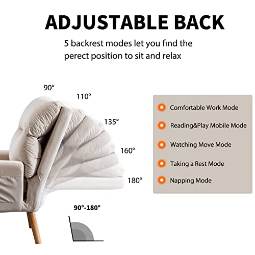 INZOY Accent Chairs with Ottoman, Velvet Fabric Armchair with Ottoman for Bedroom Living Room