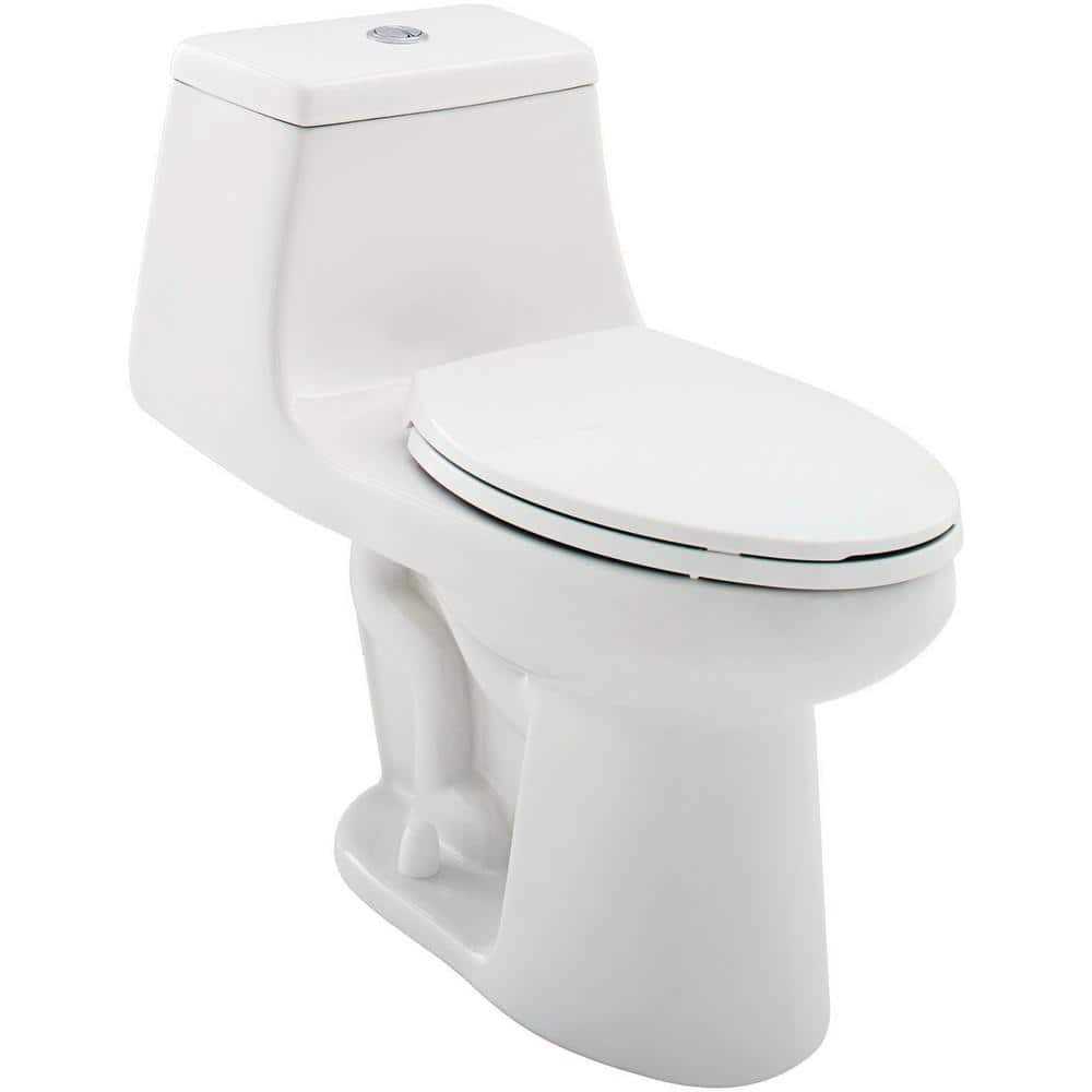 Glacier Bay 1-piece 1.1 GPF/1.6 GPF High Efficiency Dual Flush Elongated Toilet in White Slow-Close