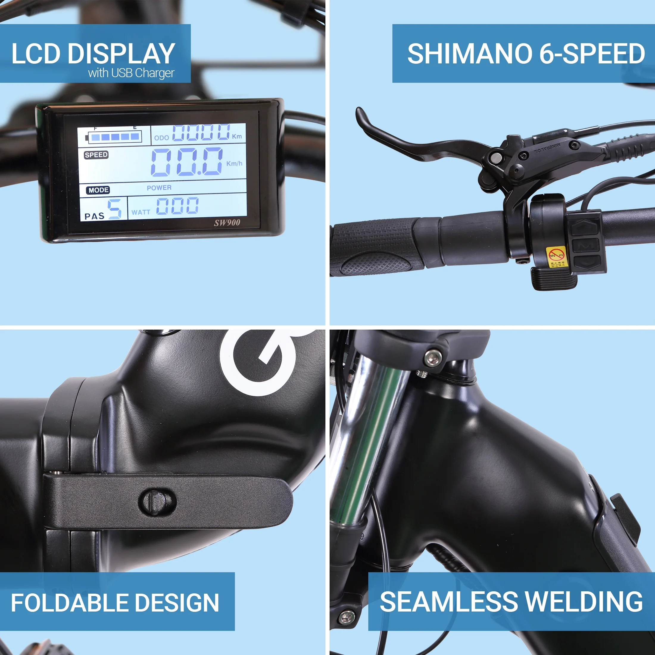 Gobike Juntos Foldable Lightweight Electric Bike - 110 Mile Range 48V 750W Motor Electric Ebike for Adults, Shimano 7-Speed Gear Motorized Bicycles