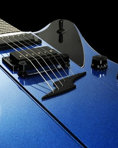 WestCreek Mirage Solid Body Electric Guitar, Mahogany Body, Maple Neck, Ebony Fretboard, Rounded End Frets, Bone Nut, 24 Frets (Black)