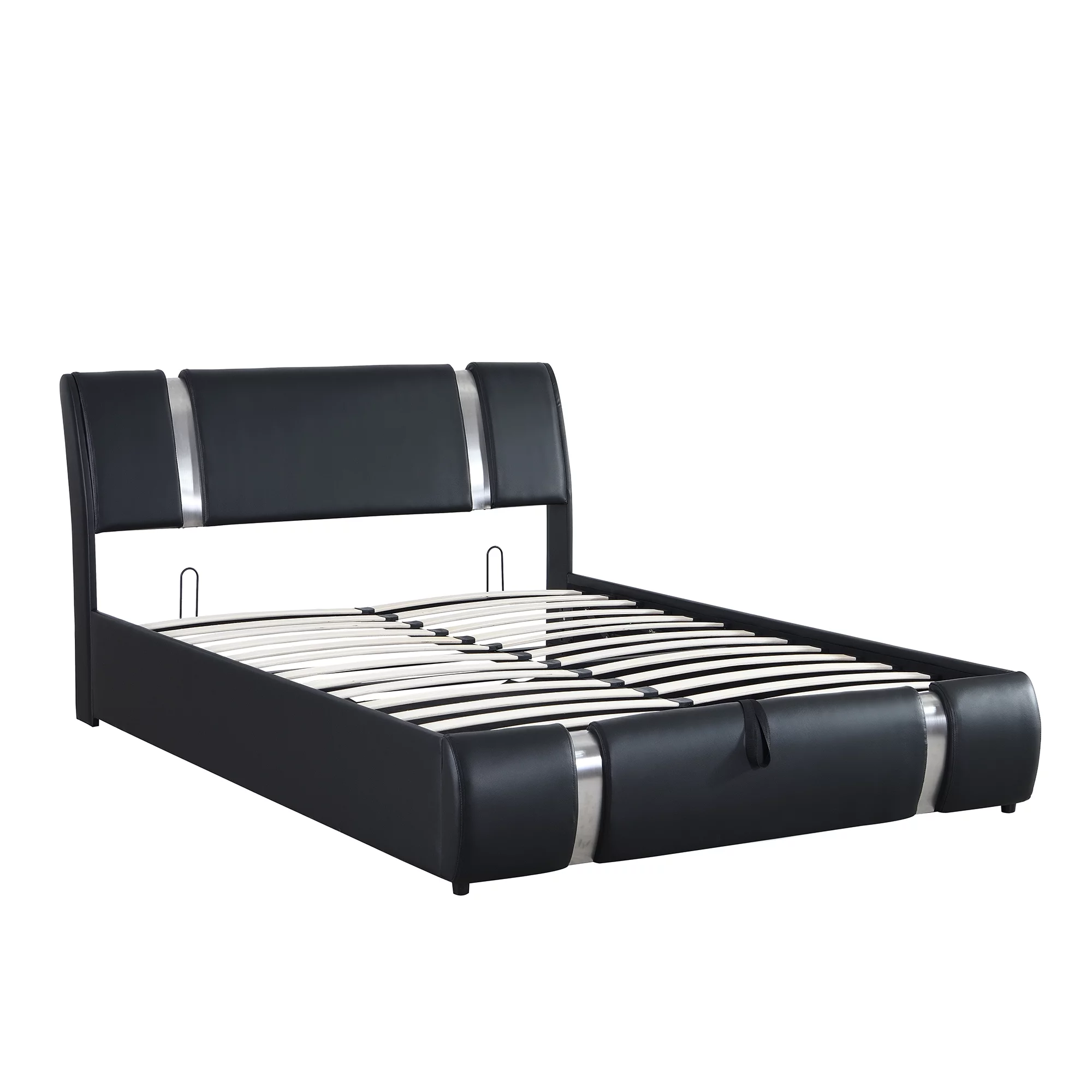 Churanty Queen Size Lift Up Storage Bed,PU Upholstered Platform Bed with Hydraulic Storage System and Headboard,Black