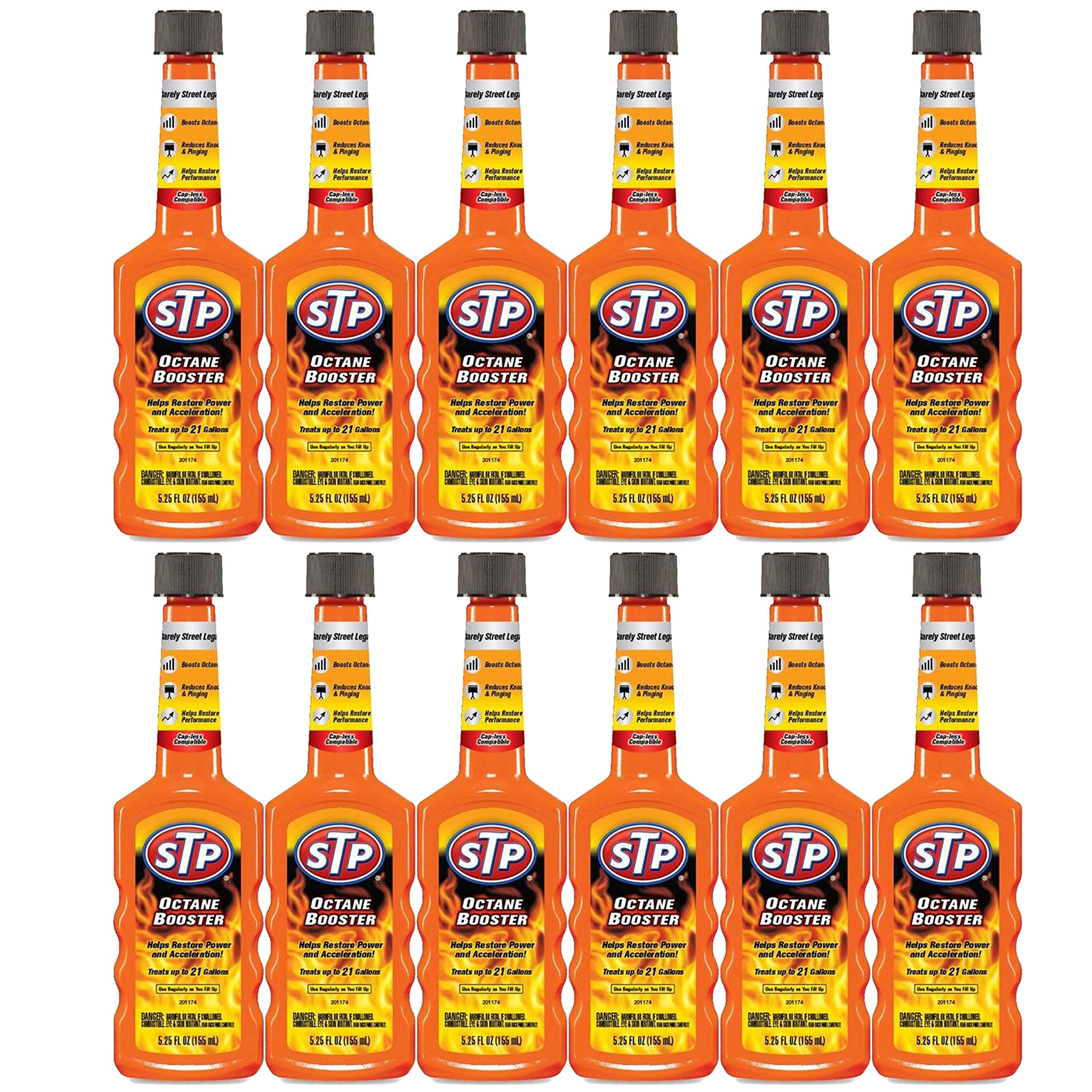 STP Octane Booster, Fuel Intake System Cleaner, Bottles, 5.25 Fl Oz, Pack of 12