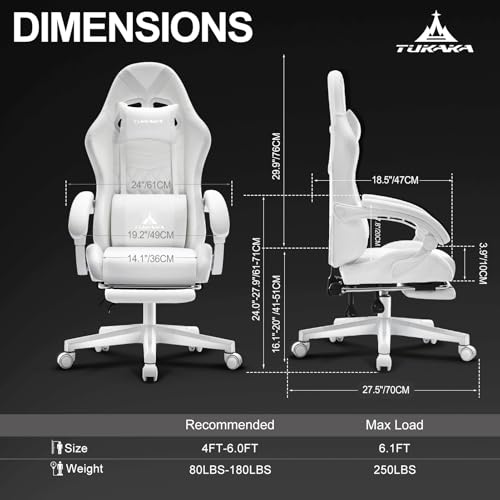 Gaming Chair,Ergonomic Massage Computer Office Desk Chair with Footrest,Pocket Spring Cushion
