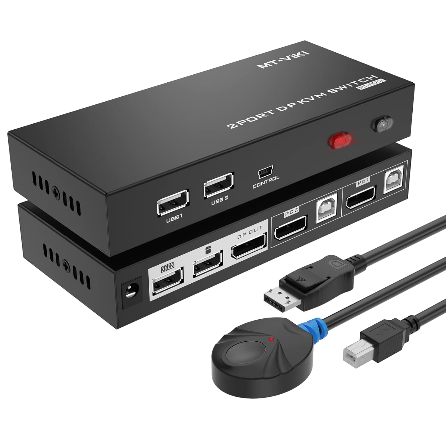 DisplayPort 4 Port MT-VIKI KVM Switch 4x1 with 4 DP Cables+ 4 USB Cables 4K@60Hz 4:4:4 UHD Support HDCP 2.2 DP1.2 Hotkey for Windows, Linux, etc.