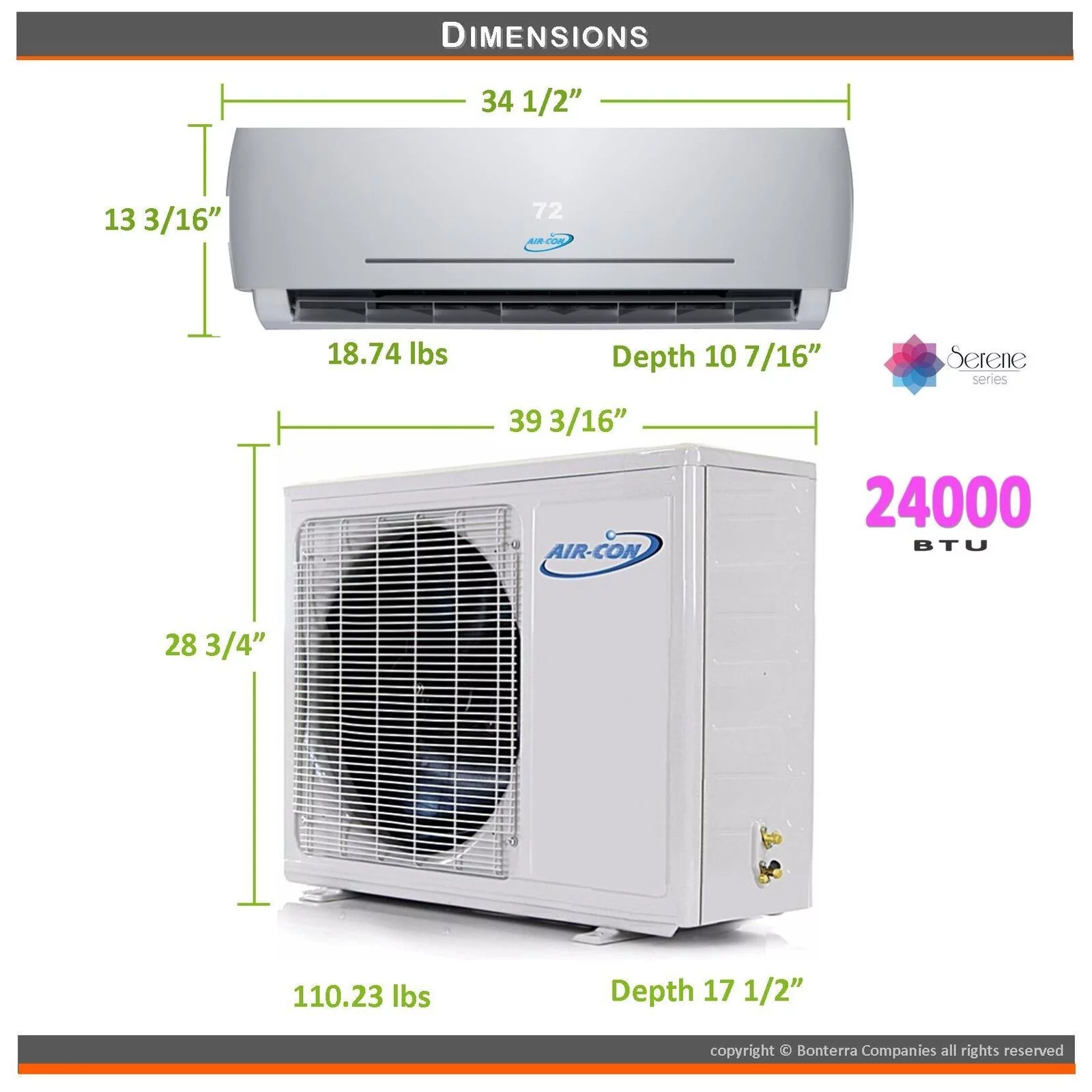 Air-Con 24000 BTU Mini Split Air Conditioner Heat Pump Ductless 18 Seer 220v