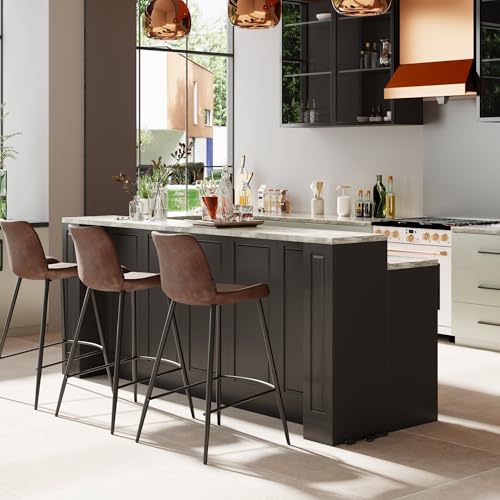 94.5" W Stationary Kitchen Island Storage Cabinet with Built-in Power Outlet, 2 Countertop, Adjustable Shelves & 3 Drawers for Dining Room