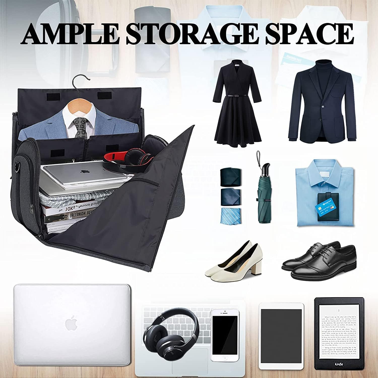 Carry On Garment Bag for Travel Suit Bag Men Women Dress, Convertible Garment Duffel Bag Hanging Clothes,Weekend Duffle Bags