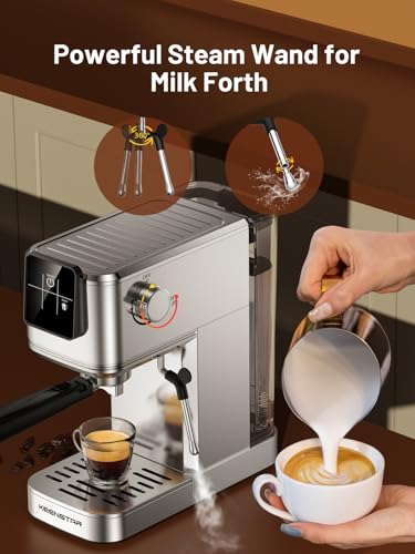 20Bar Espresso Machine with Rapid Cold Brew, Hot & Iced Coffee Machine, Espresso Maker with Milk Frother Steam Wand