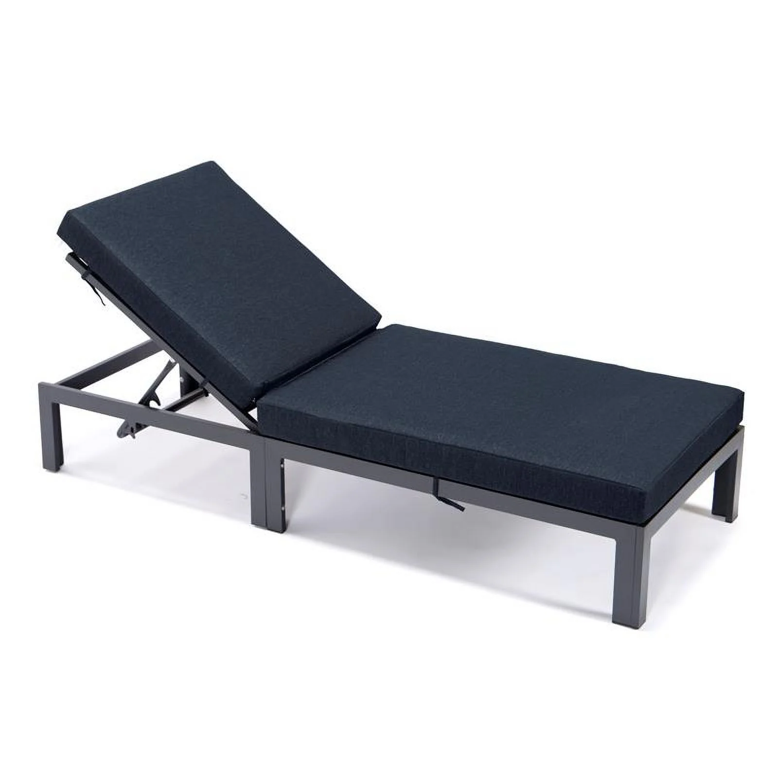Afuera Living Aluminum Patio Chaise Lounge Chair With Black Cushions