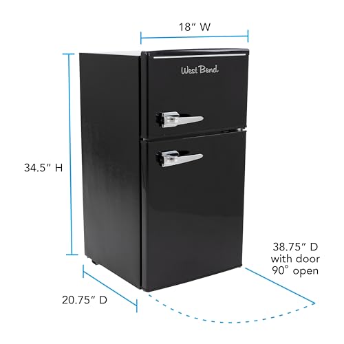 West Bend Mini Fridge with Freezer Retro-Styled for Home Office or Dorm