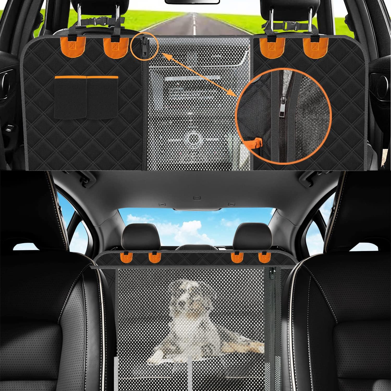 Dog Car Seat Cover for Back Seat-Waterproof Nonslip Hammock for Car Dog Seat Cover for Trucks and SUV Backseat Protector