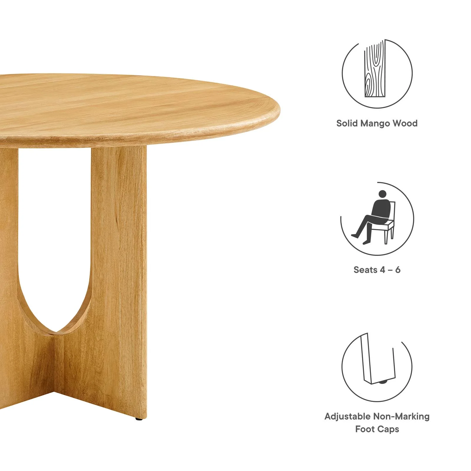 Modway Rivian Round 48" Wood Dining Table in Oak