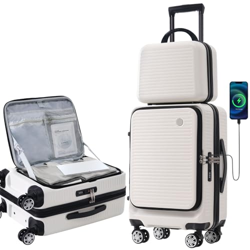 Carry-On Luggage 20 Inch Front Open Luggage Grace Expandable Carry On Luggage Hardside Carry On Suitcase With Wheels Tsa Lock And Usb Port Small