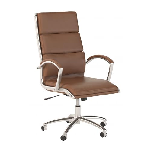 Bush Business Furniture 400 Series High Back Leather Executive Office Chair in Saddle Tan