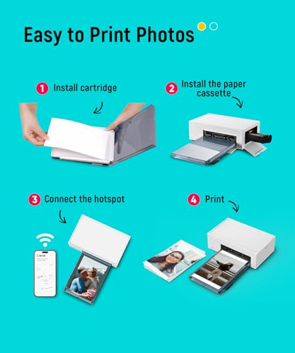 Liene 4x6'' Photo Printer, Phone Printer 100 Sheets & 3 Cartridges, Full-Color Photo, Portable Instant Photo Printer for iPhone Android