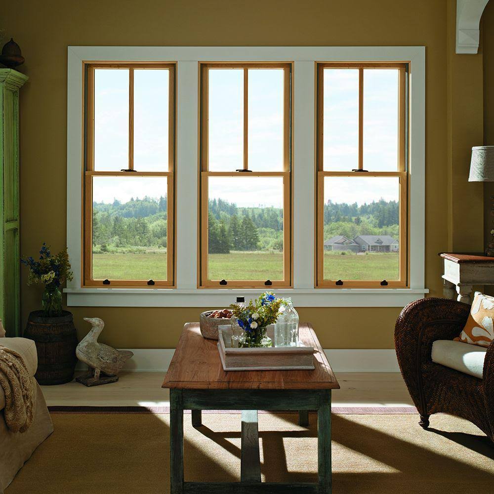 Andersen 37.625 in. x 40.875 in. 400 Series Double Hung Wood Window with White Exterior 1615073