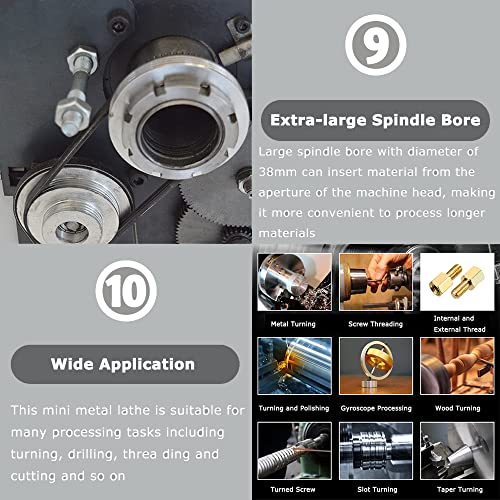 INTBUYING 8"x24" Benchtop Metal Lathe 1100W Brushless Motor 50-2500RPM Precision Mini Lathe Machine for Metal/Woodworking Industrial & Hobby Use with