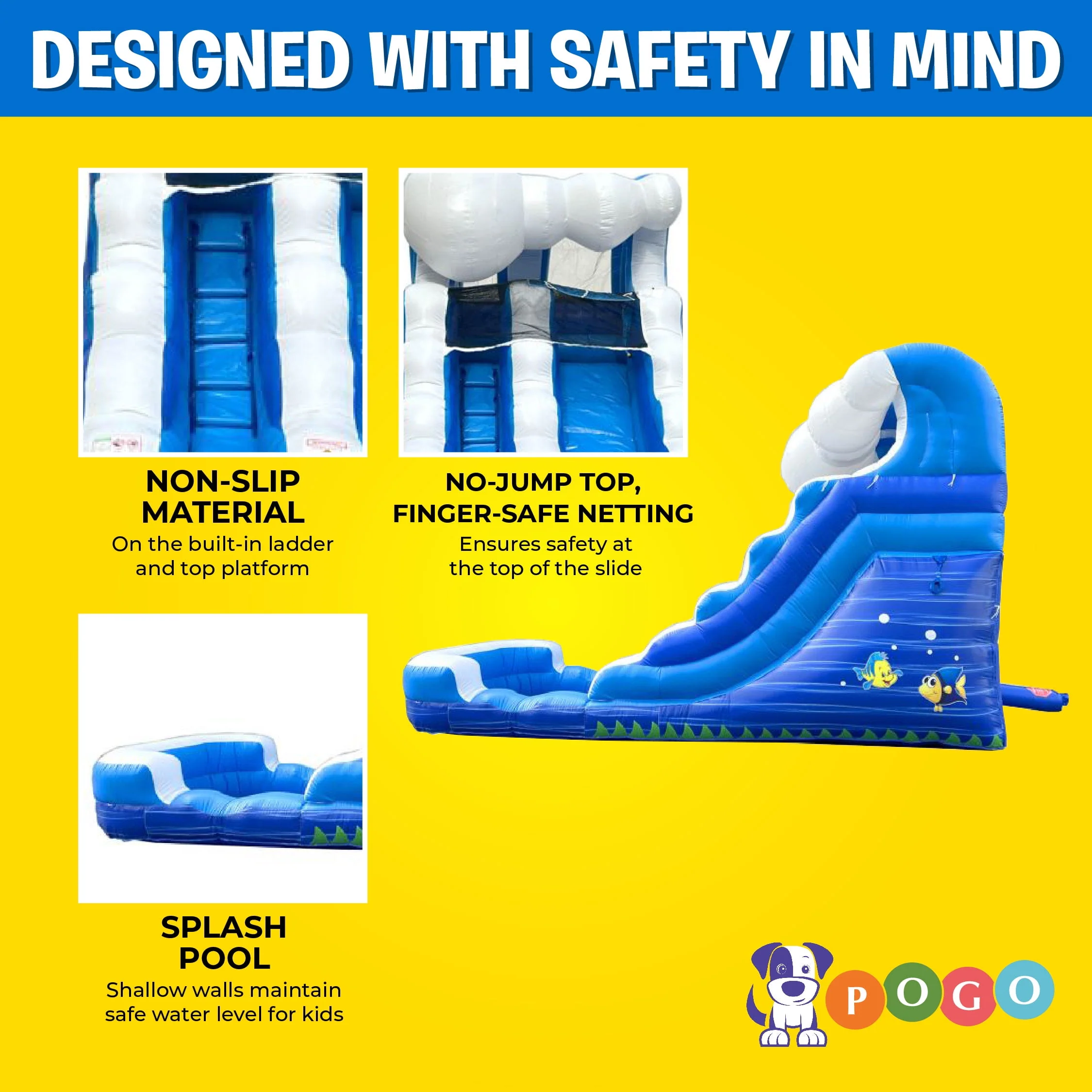 Pogo Bounce House Crossover Kids Inflatable Water Slide, Pink Unicorn with Blower, 12 ft