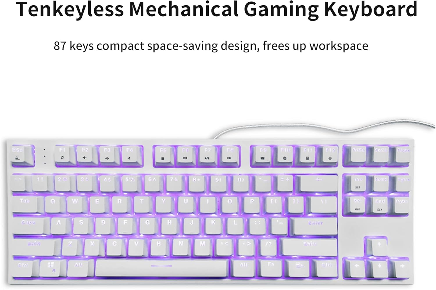 SUPUR NEWLING Wired Gaming Keyboard RGB Backlit Mechanical Keyboard TKL Red Switch USB Ergonomic PC Gaming Keyboards for Mac/Laptop Window 10