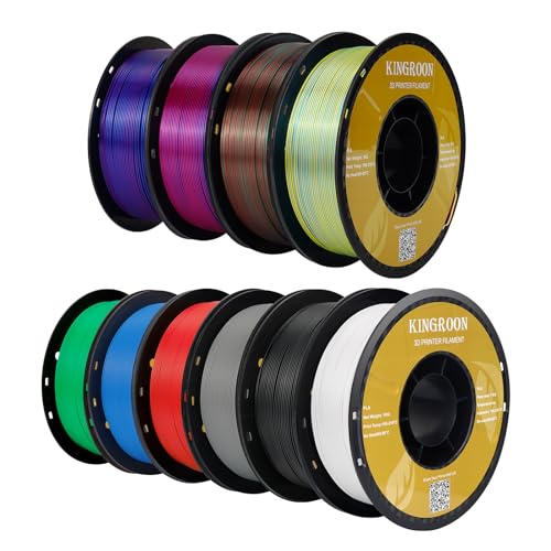 Kingroon PLA 3D Printer Filament, 12Rolls, Dimensional Accuracy +/- 0.03 mm, 12kg Spool(26.4lbs)