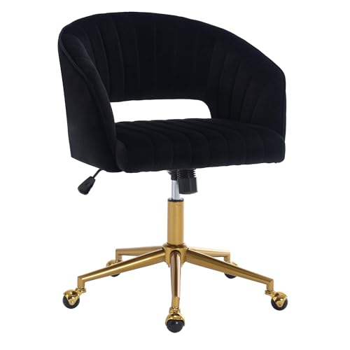 Home Office Swivel Desk Chair, Modern Corduroy Desk Chair, Height Adjustable Armchair with Gold Base