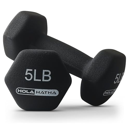 HolaHatha Neoprene Dumbbell Free Hand Weight Set with Rack, Ideal for Home Exercises to Gain Tone and Definition
