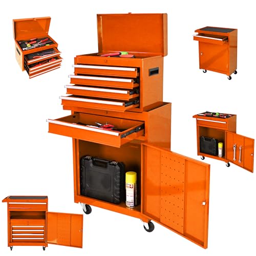 5-Drawer Rolling Tool Chest, Modular Tool Cabinet with Brake Casters & Removable Drawers, Workshop Toolbox Cart for Factory/Garage, Black