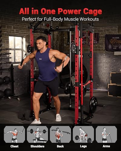 Power Cage, Multi-Functional Power Racks for Home Gym with Cable Crossover System