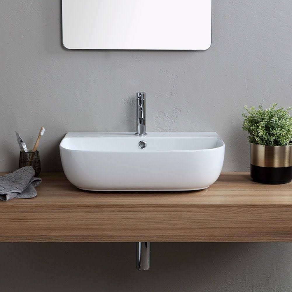 Scarabeo Glam 1811-Three Hole Bathroom Sink - White