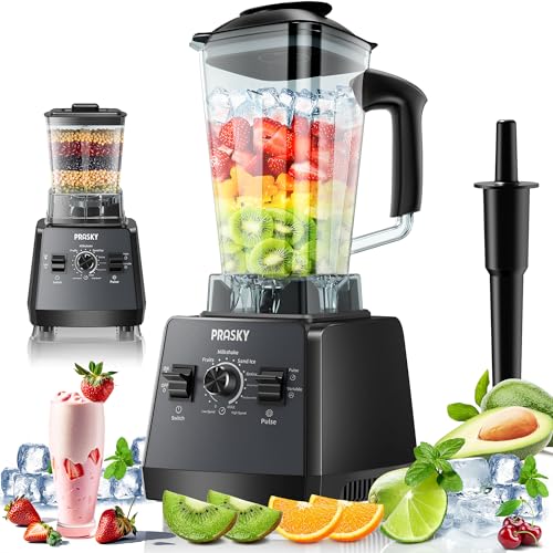 Blenders for Kitchen, Blenders for Smoothies, PRASKY 1000W Blender and Grinder Combo 25000RPM Powerful Professional Blender 68oz BPA Free 2 Containers