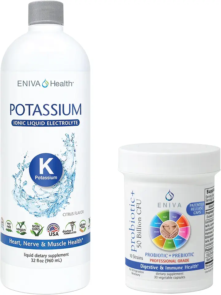 Eniva Health Liquid Ionic Potassium 32 oz and Probiotic with Prebiotic 30 Capsules - Kansas Nuitrition - HNZSDS