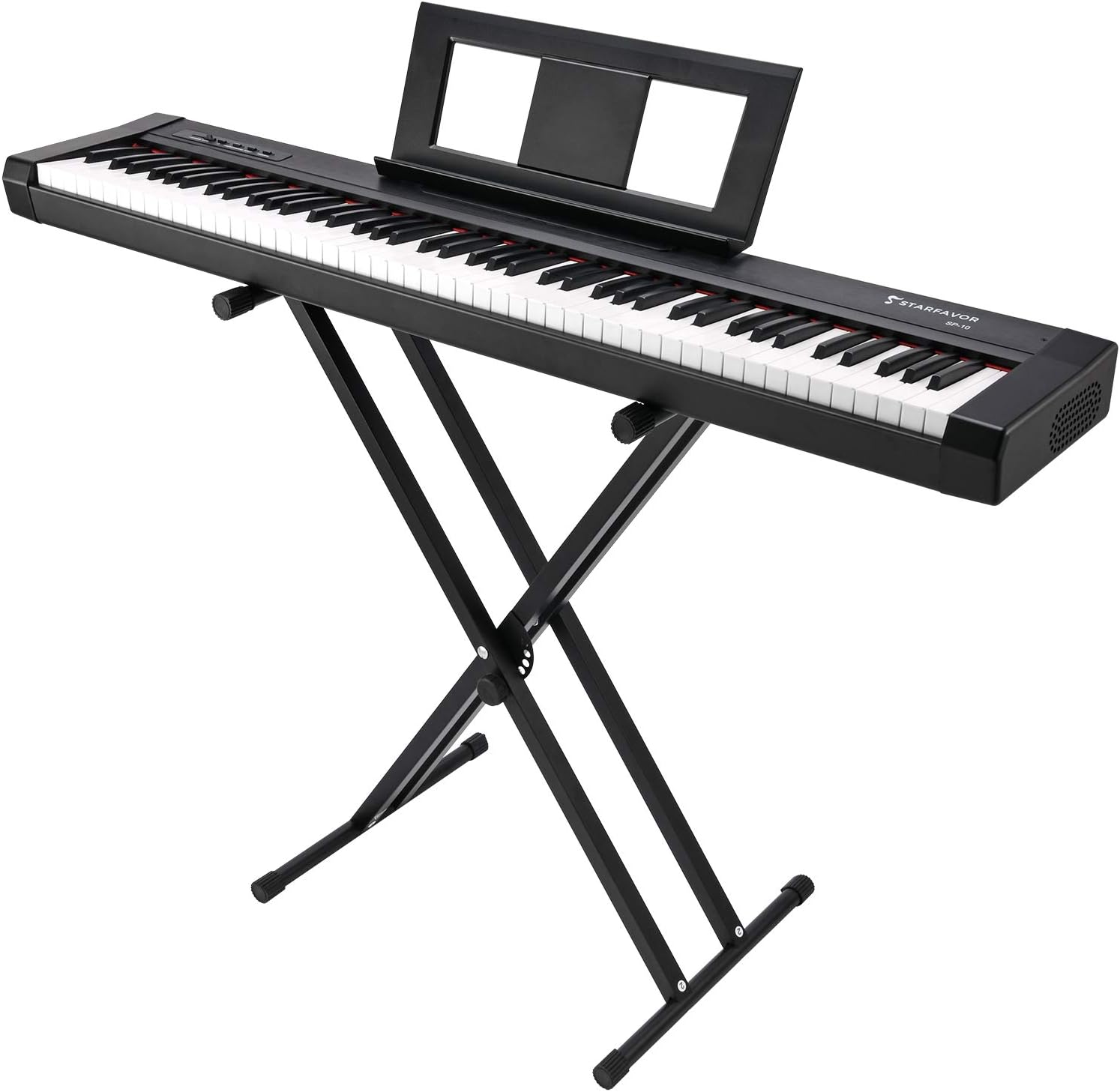 Starfavor 88 Key Digital Piano Beginner Electric Keyboard Full Size with Semi Weighted Keys Dual 30W Speakers SP-10 Bundle include Sustain Pedal