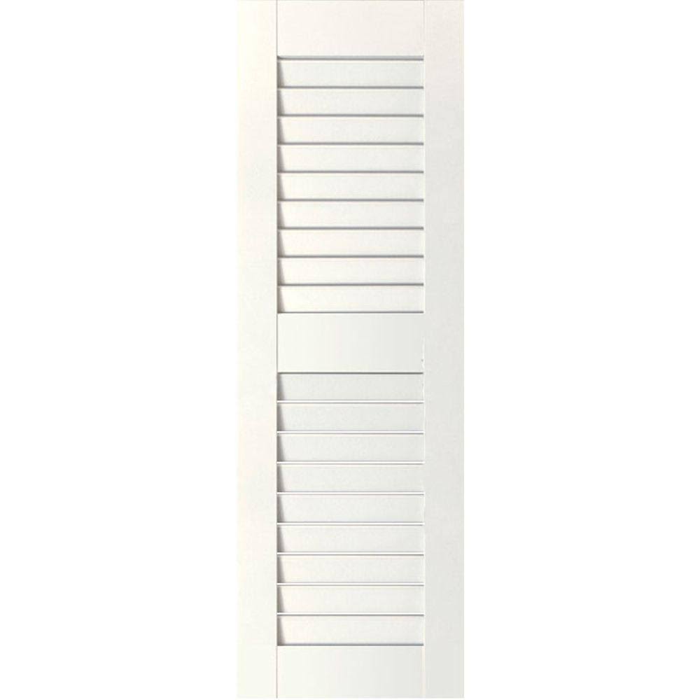 Ekena Millwork RWL18X060PRW Exterior Real Wood Western Red Cedar Open Louvered Shutters (Per Pair), Primed, 18x22W x 60x22H